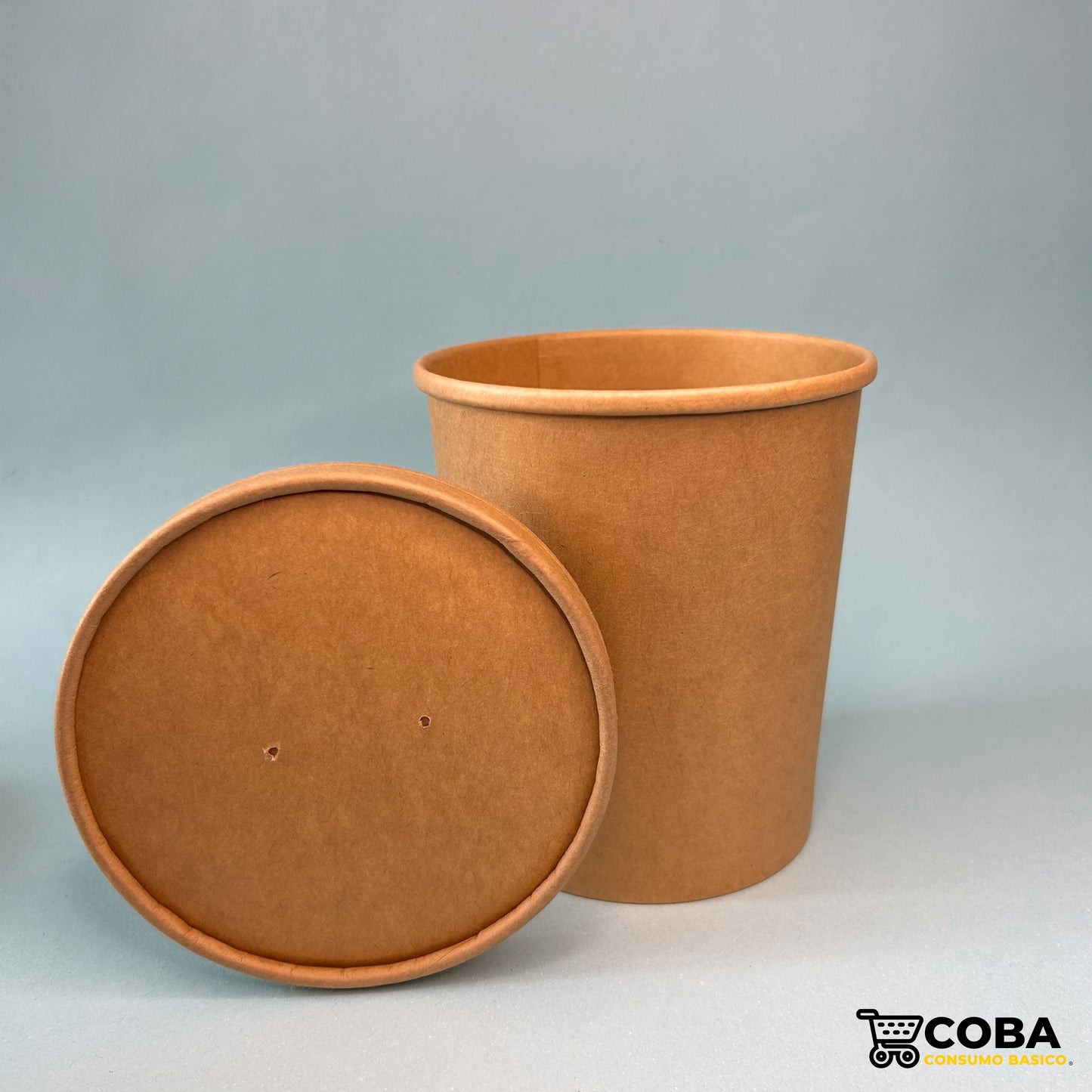 Vaso contenedor kraft con tapa biodegradable 32 oz