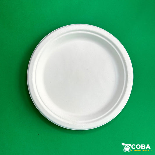 Plato biodegradable de caña de azúcar 9"
