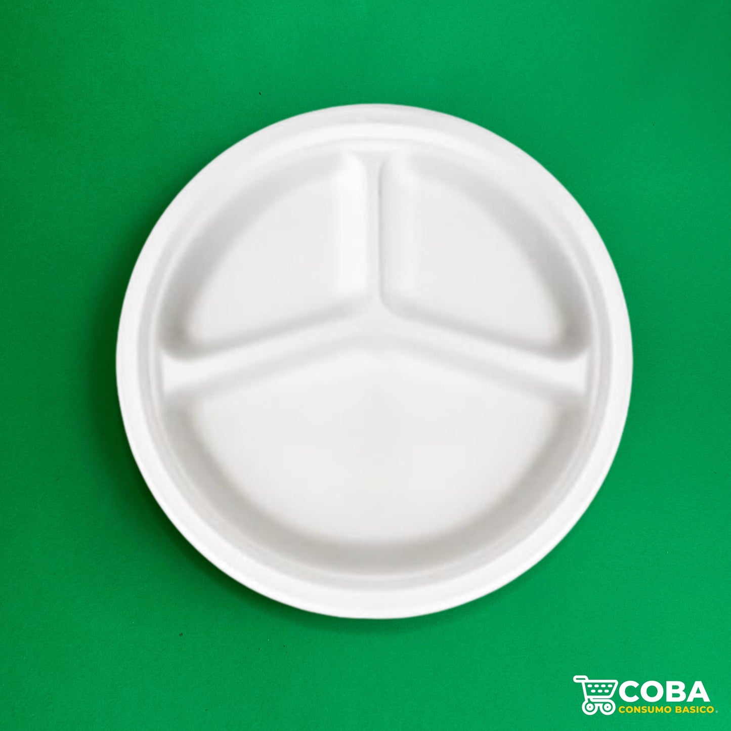 Plato biodegradable con división de caña de azúcar 9"