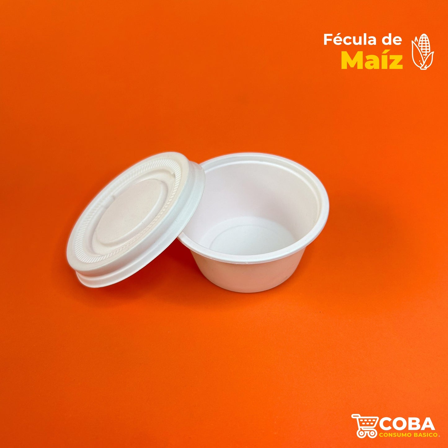 Souffle biodegradable de fécula de maíz con tapa 2 oz