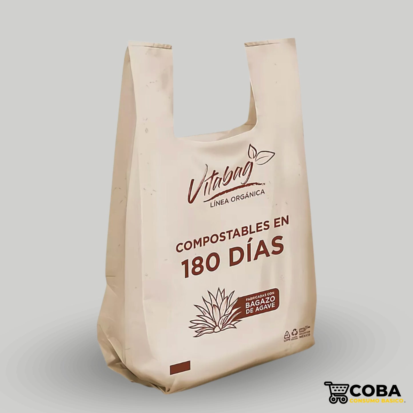 Bolsa biodegradable de agave tipo camiseta 1 kg