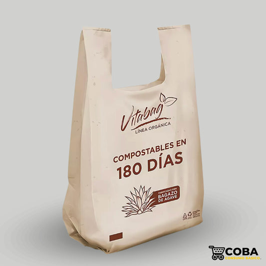 Bolsa biodegradable de agave tipo camiseta 1 kg