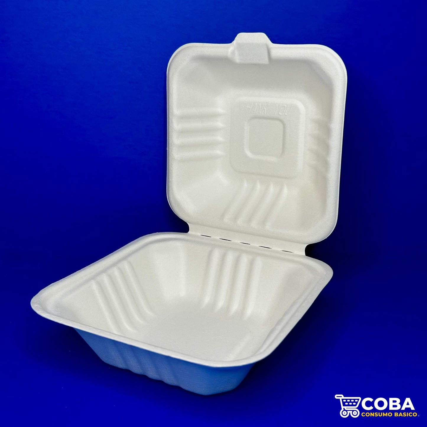 Contenedor hamburguesero biodegradable de caña de azúcar 6X6"