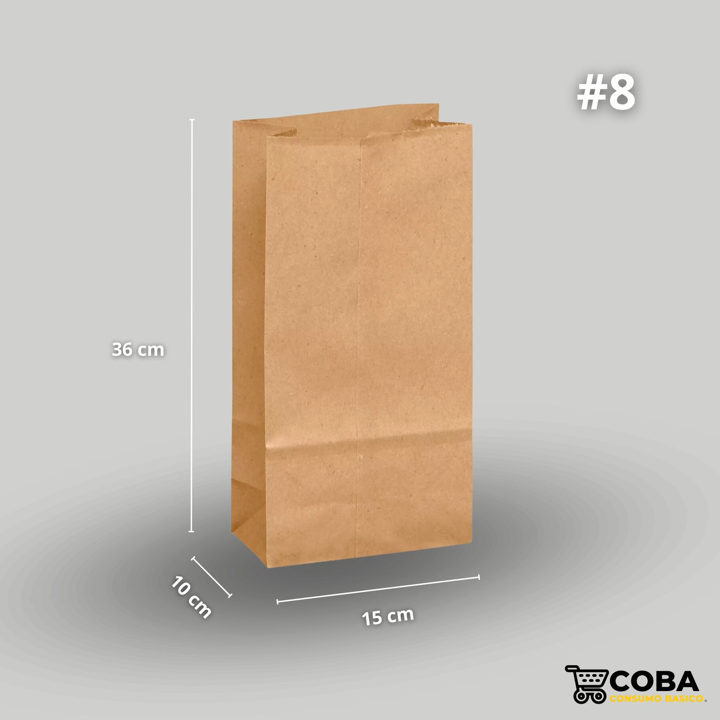 Bolsa biodegradable de papel #8 con 100 piezas