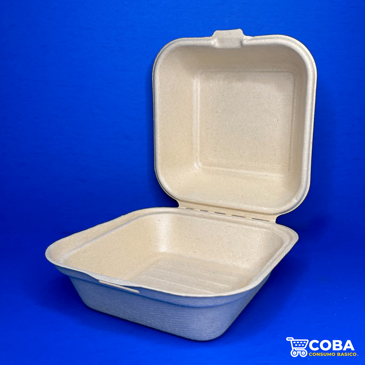 Contenedor hamburguesero biodegradable de paja de trigo 6X6"