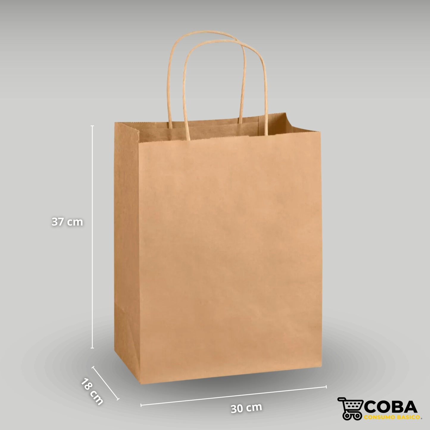 Bolsa biodegradable de papel Kraft con asa (37*18*30)