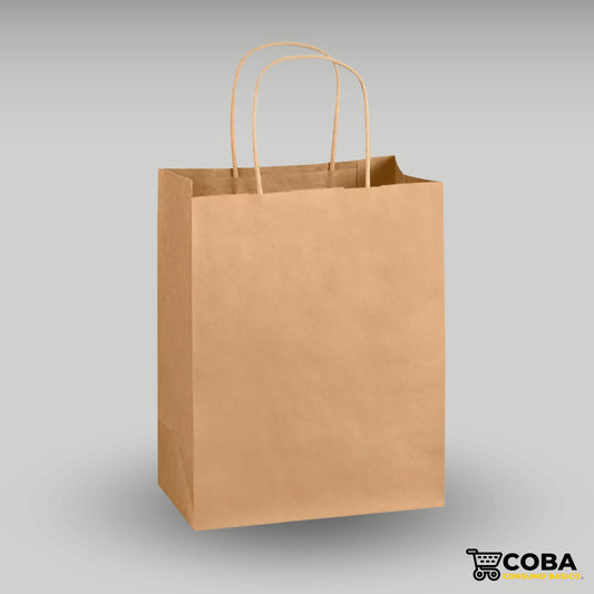 Bolsa biodegradable de papel Kraft con asa (37*18*30)