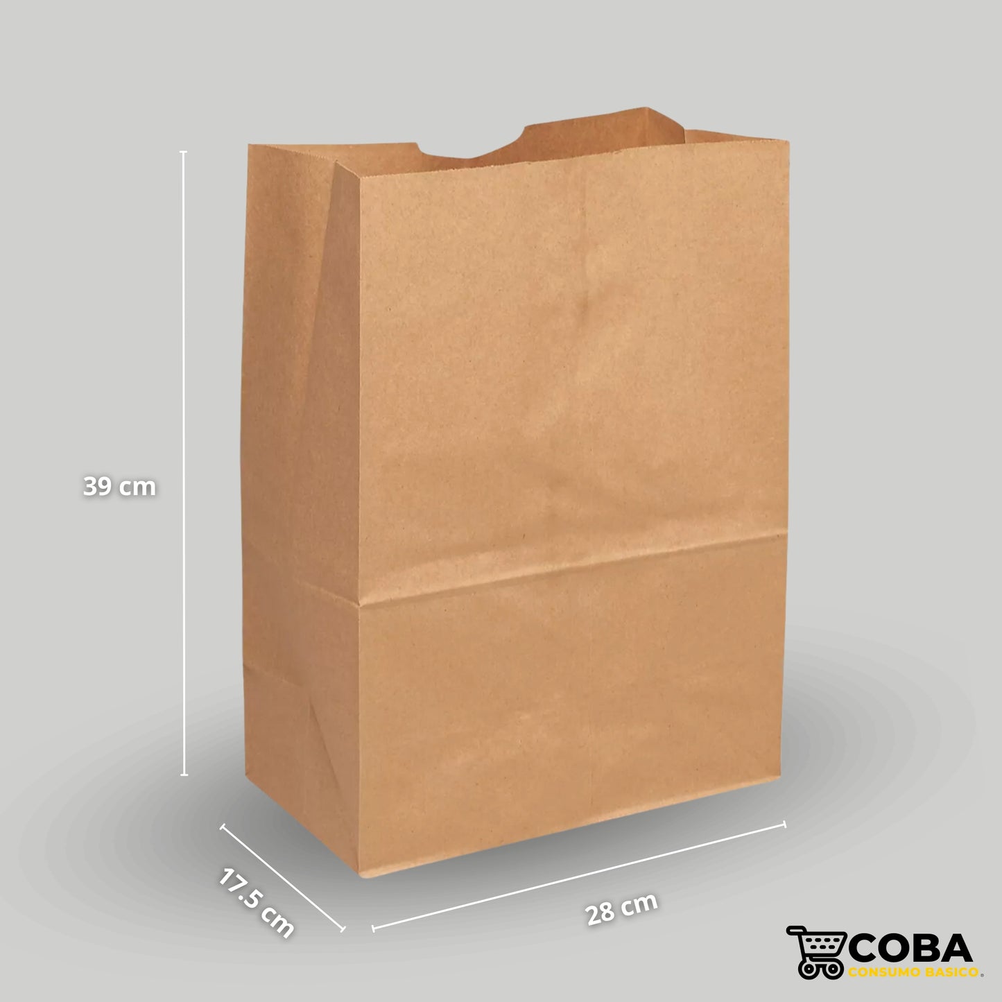 Bolsa biodegradable de papel Kraft tipo despensa (39*17.5*28)