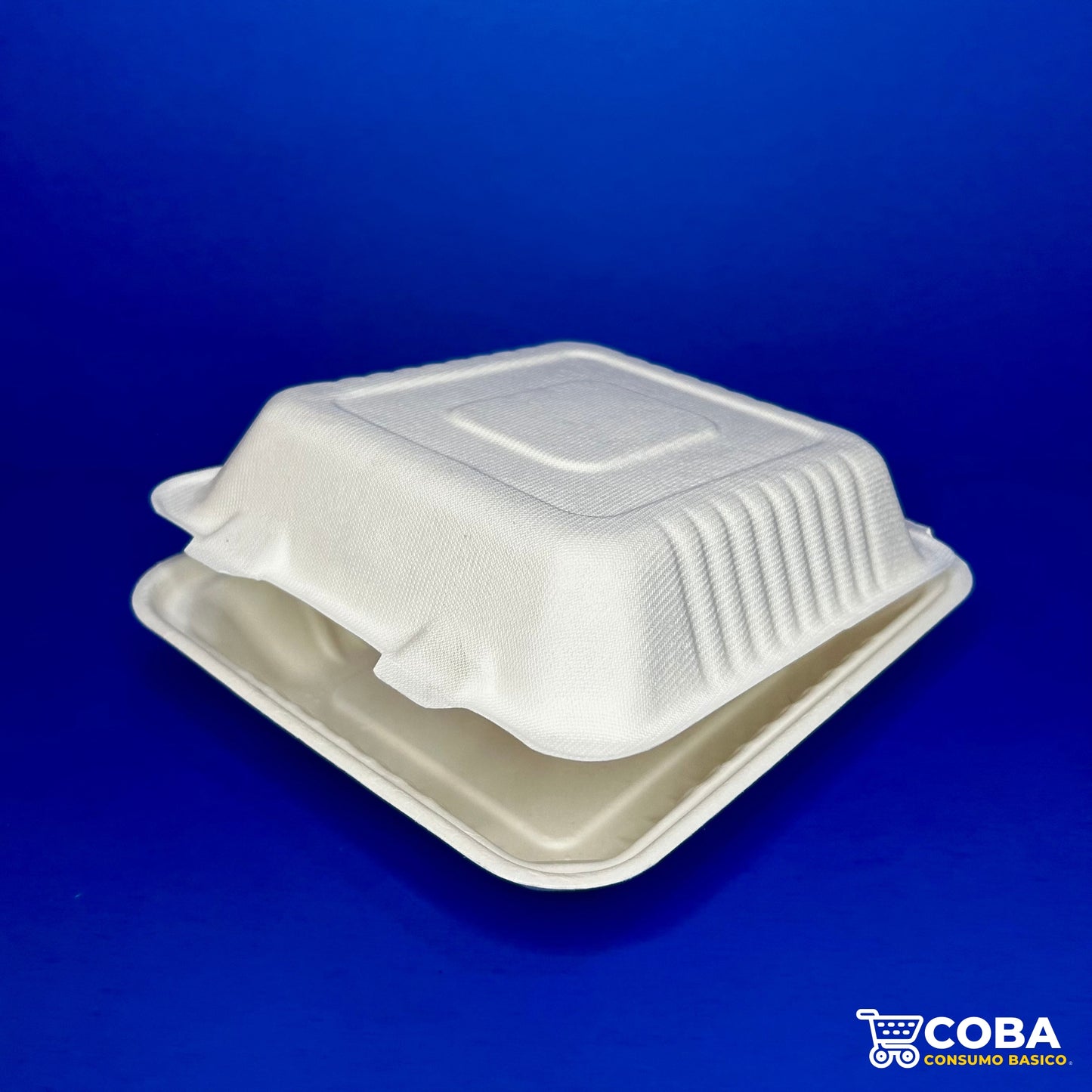 Contenedor de comida biodegradable de caña de azúcar 8X8" c/división