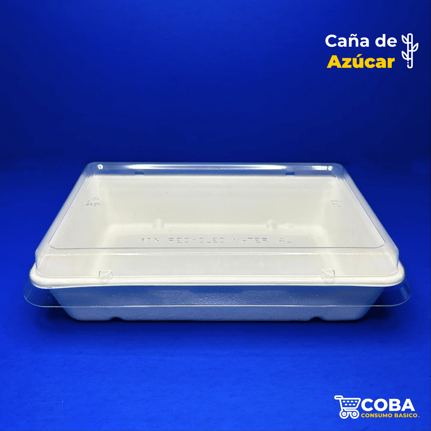 Contenedor de caña de azúcar rectangular de 28 oz con tapa