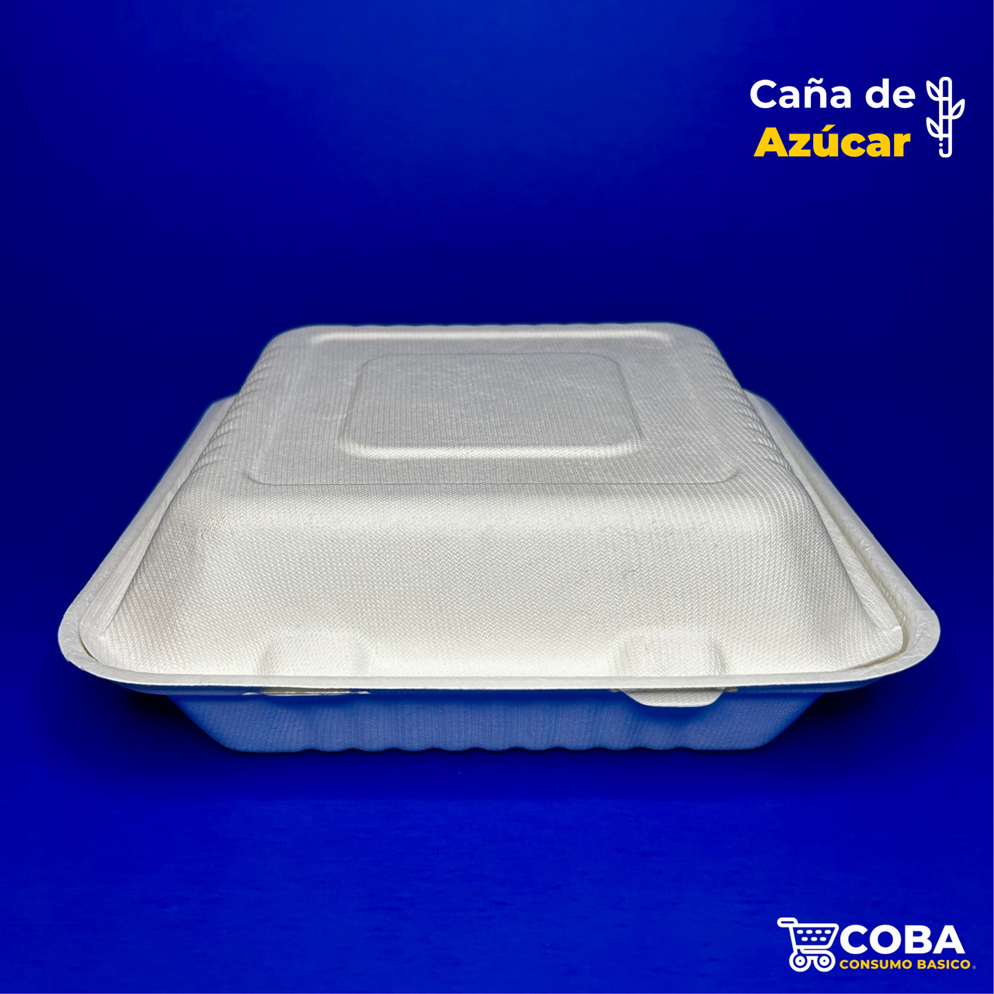 Contenedor de comida biodegradable de caña de azúcar 8X8" c/división