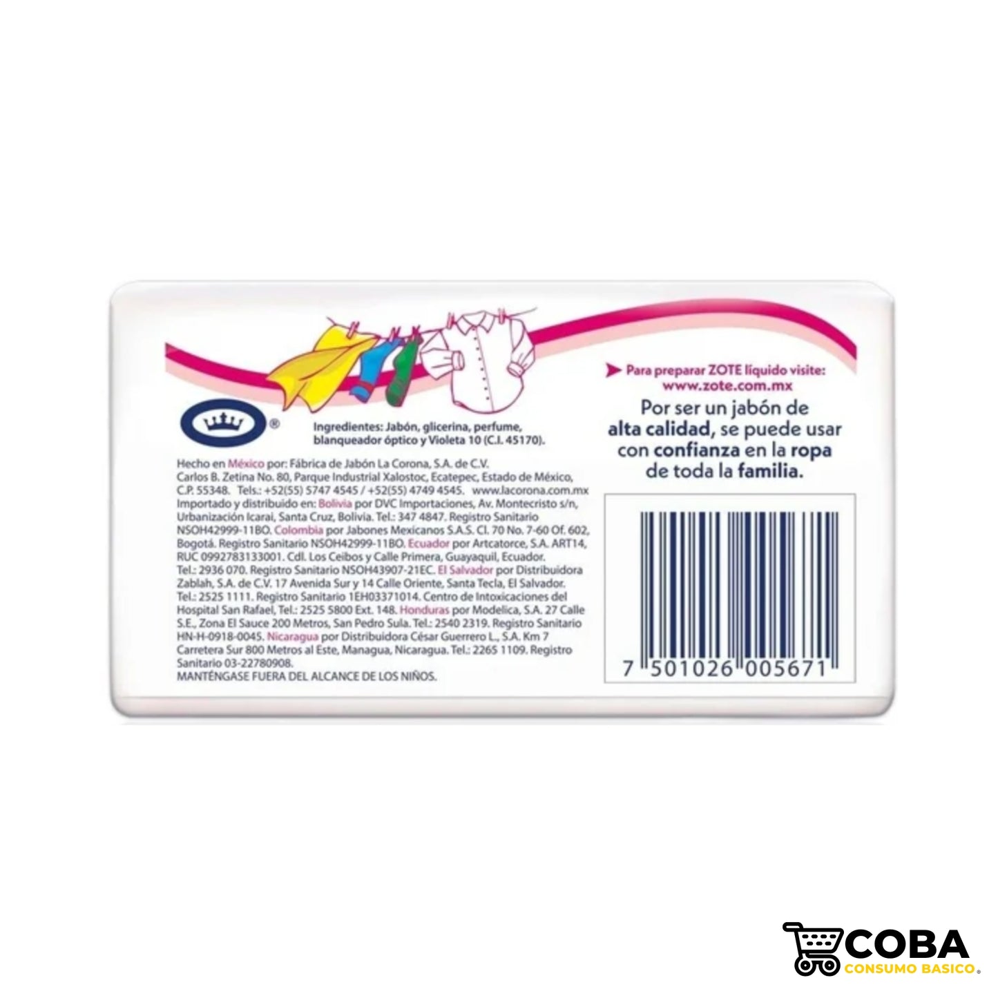 Jabon Zote en barra rosa 400 G