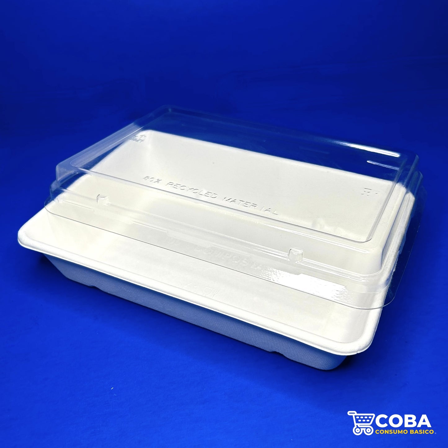 Contenedor de caña de azúcar rectangular de 28 oz con tapa