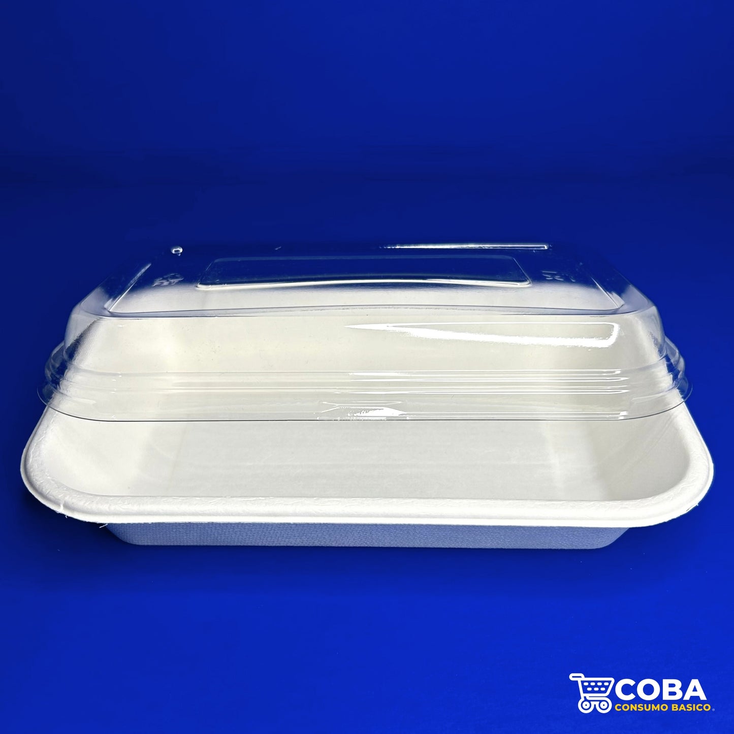 Contenedor de caña de azúcar rectangular de 24 oz con tapa