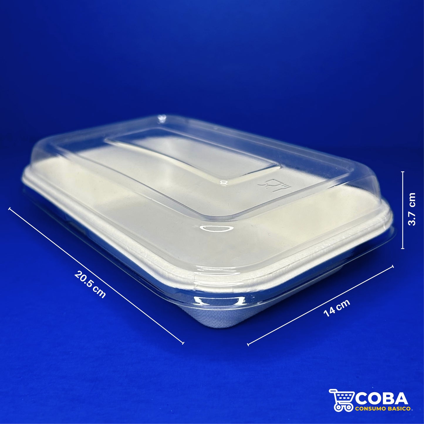 Contenedor de caña de azúcar rectangular de 24 oz con tapa