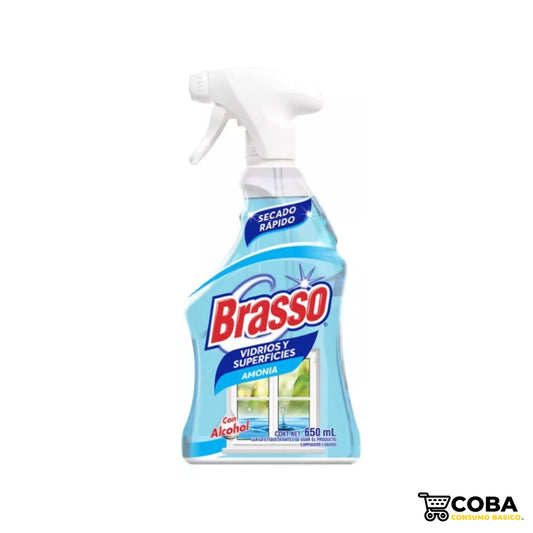 Brasso limpia vidrios y superficies con amonia - Atomizador 650 ml