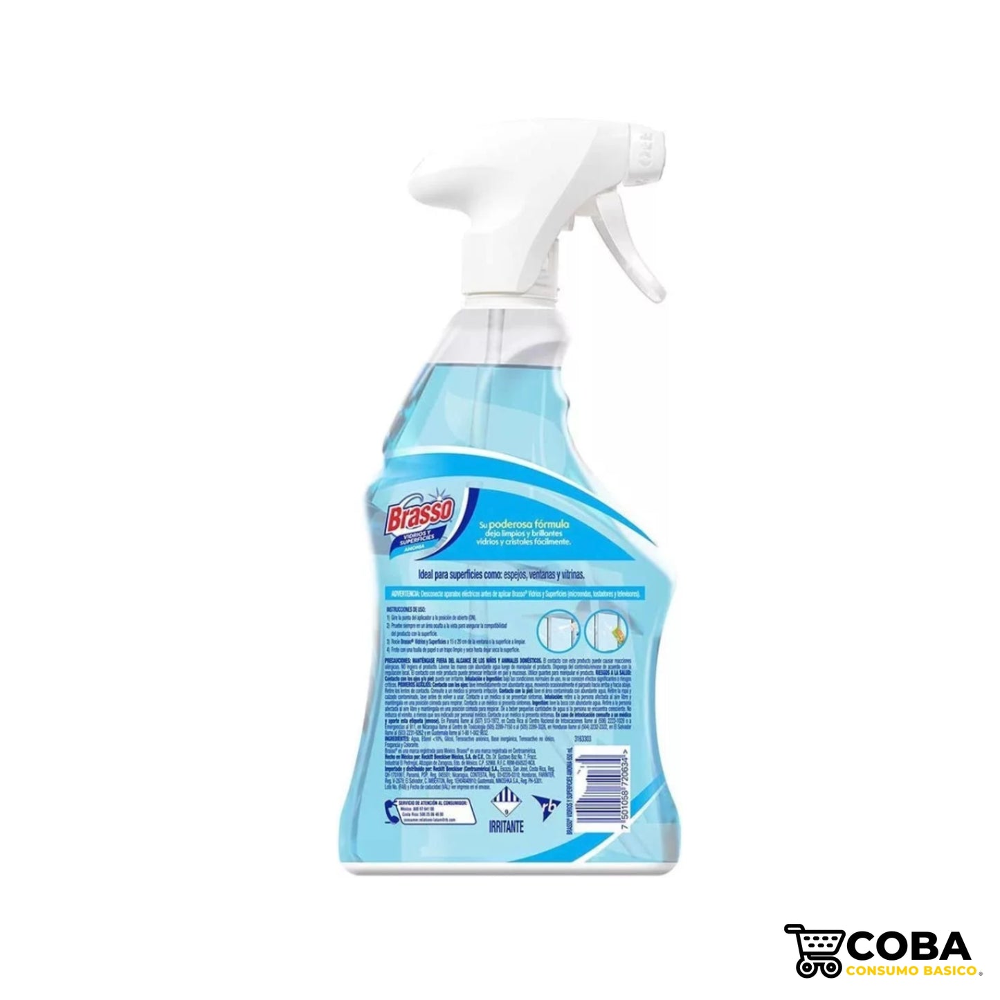 Brasso limpia vidrios y superficies con amonia - Atomizador 650 ml