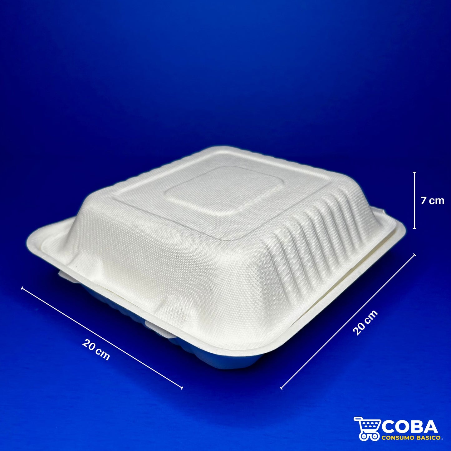 Contenedor de comida biodegradable de caña de azúcar 8X8" c/división